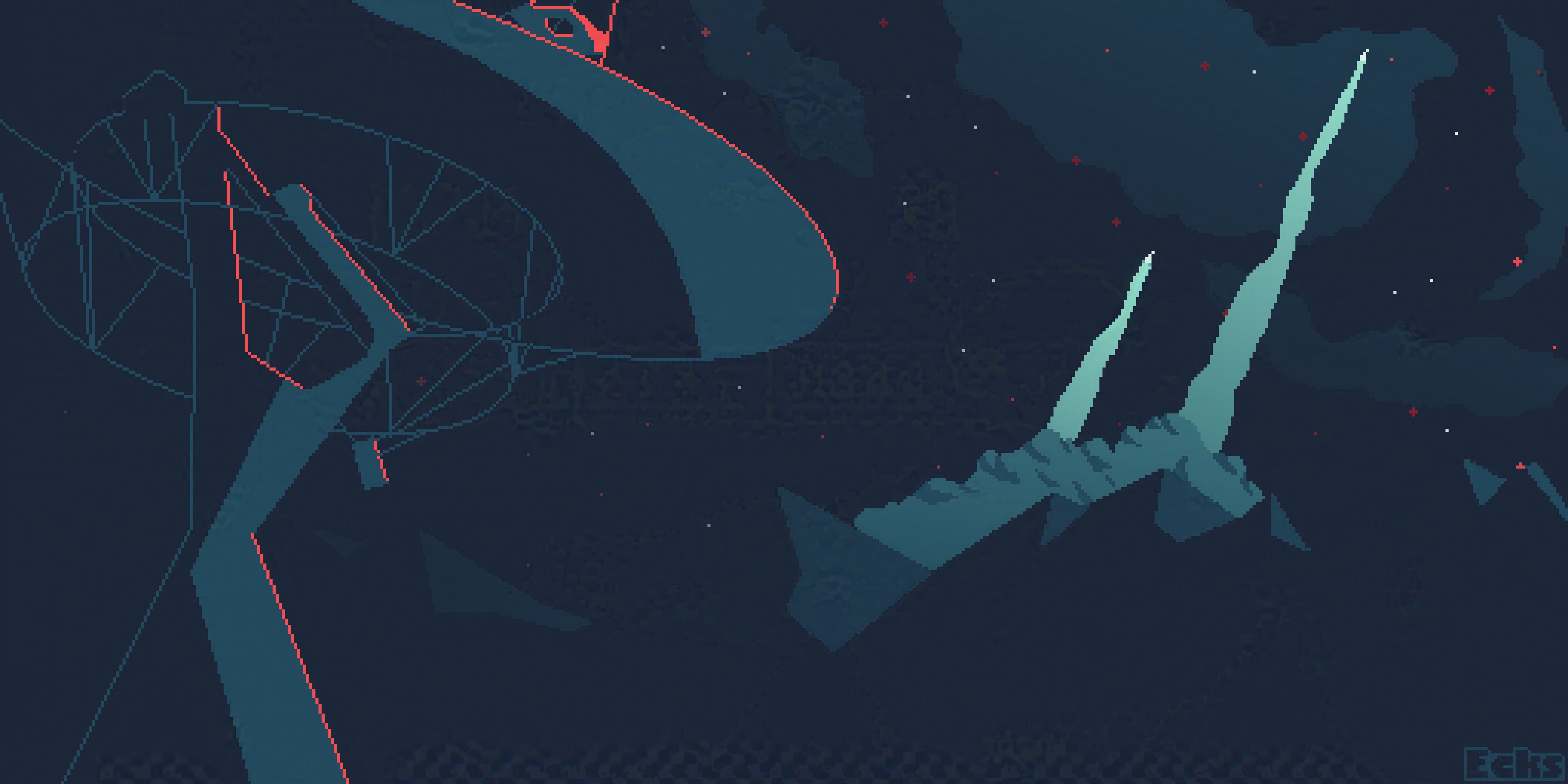 A telescope overlooking the launch of 2 rockets